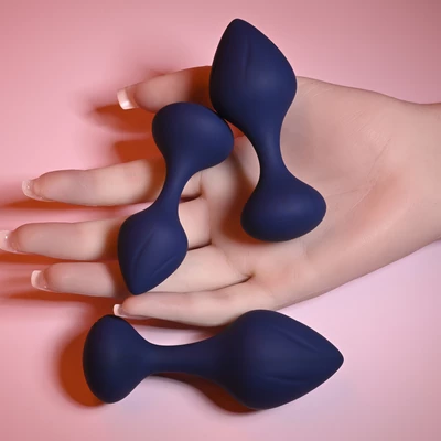 Playboy Tail Trainer - Zestaw korków analnych, granatowe