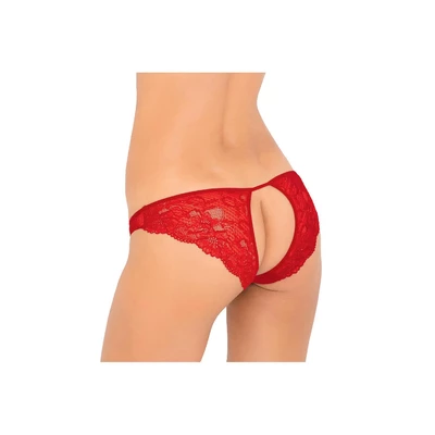 Rene Rofe Pure NV - Majtki z otwartym krokiem, czerwone