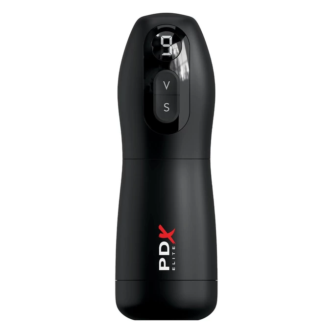 Pipedream PDX Elite Suck-O-Matic Clear - Masturbator wibrujący z funkcją ssania