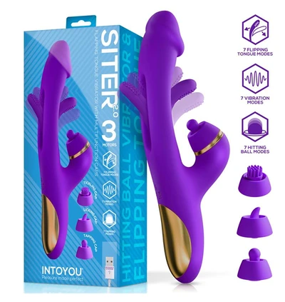 Intoyou Siter - Wibrator króliczek z funkcją flipping i tapping, z wymiennymi końcówkami