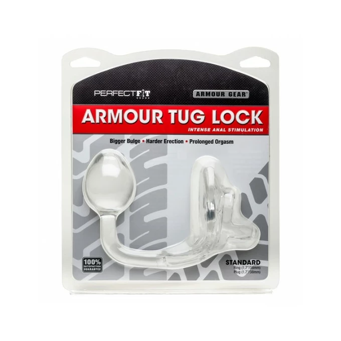 Armour Tug Lock - pierścień z poprzeczką i korkiem analnym