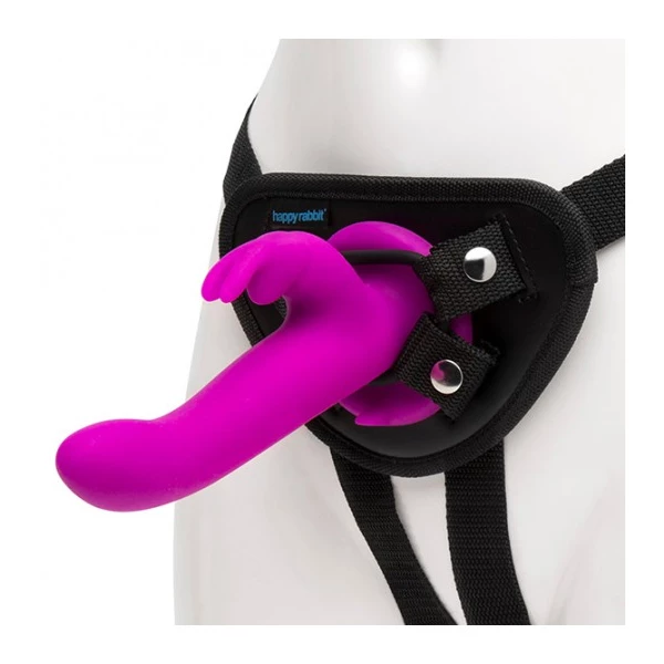 Vibrating Strap-On Harness Set uprząż z wibratorem strap on - czarno-różowy