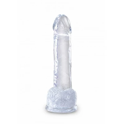 King Cock 7 Inch Cock with Balls Transparant - dildo