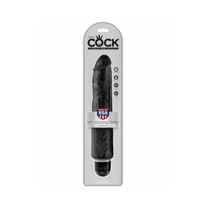 Kink Cock 10&quot; Vibrating Stiffy Black - wibrujące dildo