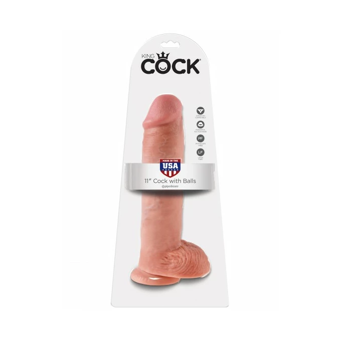 King Cock 11&quot; Cock with Balls Flesh - dildo