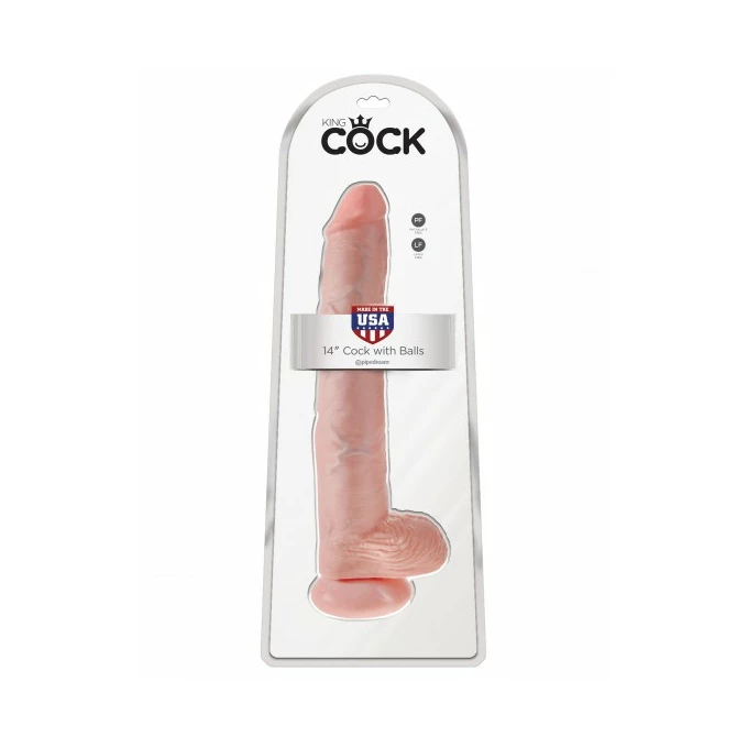 King Cock 14&quot; Cock with Balls Flesh - dildo
