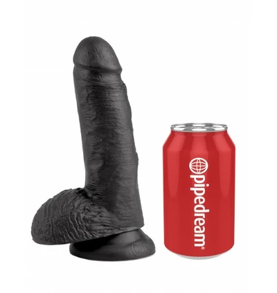 King Cock 7&quot; Cock with Balls Black - dildo