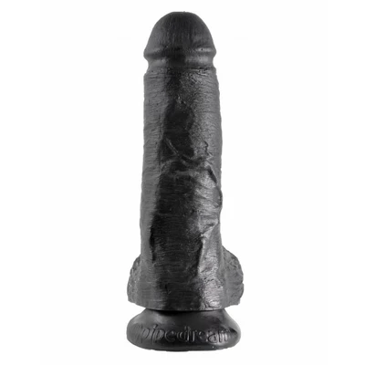 King Cock 8&quot; Cock with Balls Black - dildo