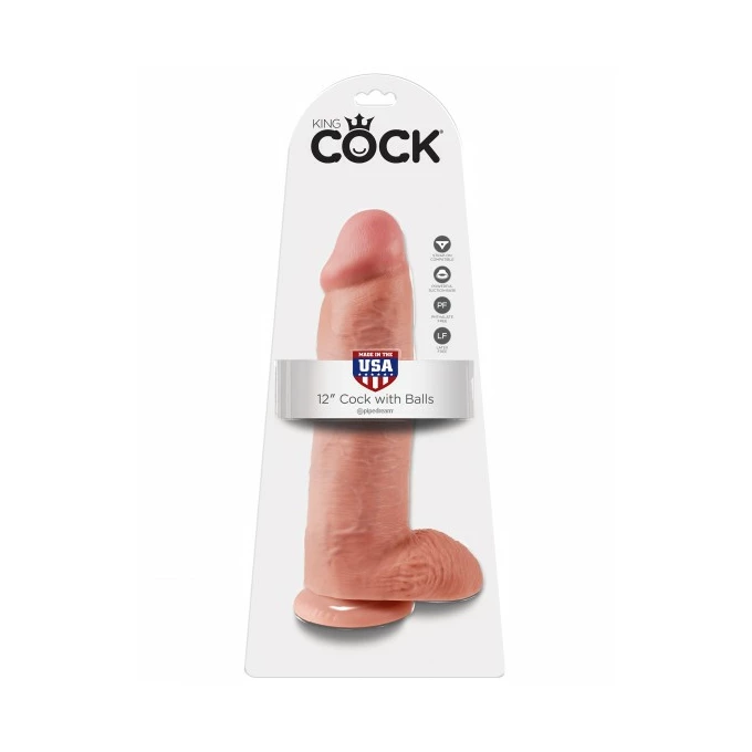 King Cock 12&quot; Cock with Balls Flesh - dildo