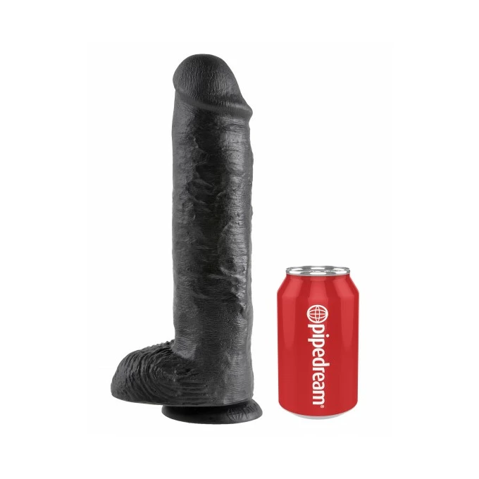 King Cock 11&quot; Cock with Balls Black - dildo