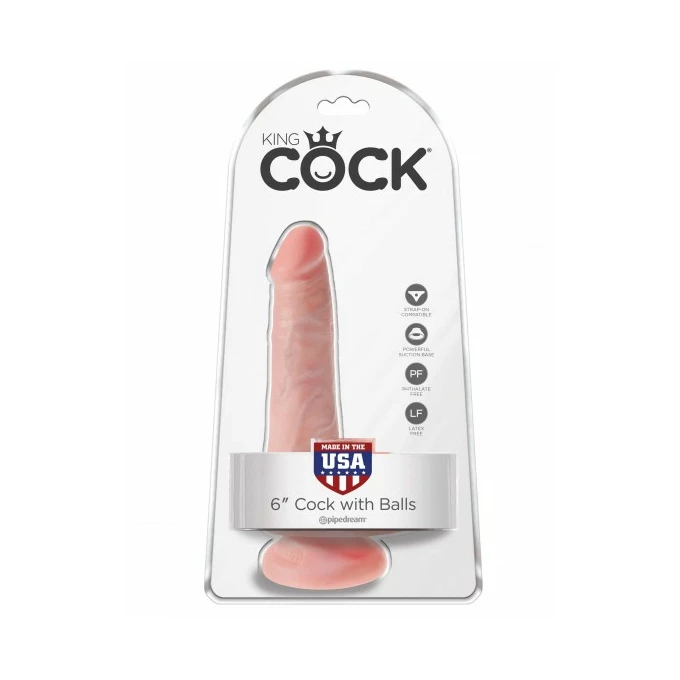 King Cock 6&quot; Cock with Balls Flesh - dildo