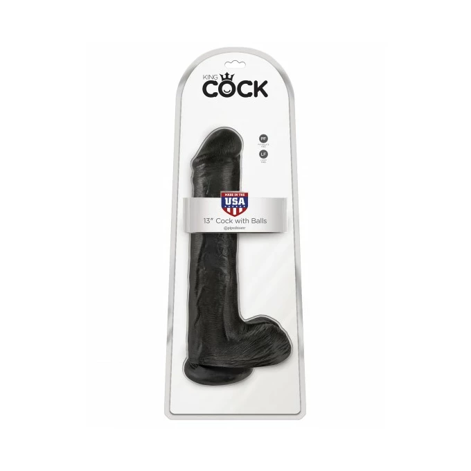 King Cock 13&quot; Cock with Balls Black - dildo