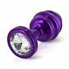 Diogol Ano Butt Plug Ribbed Purple 30 mm - zdobiony korek analny, Fioletowy