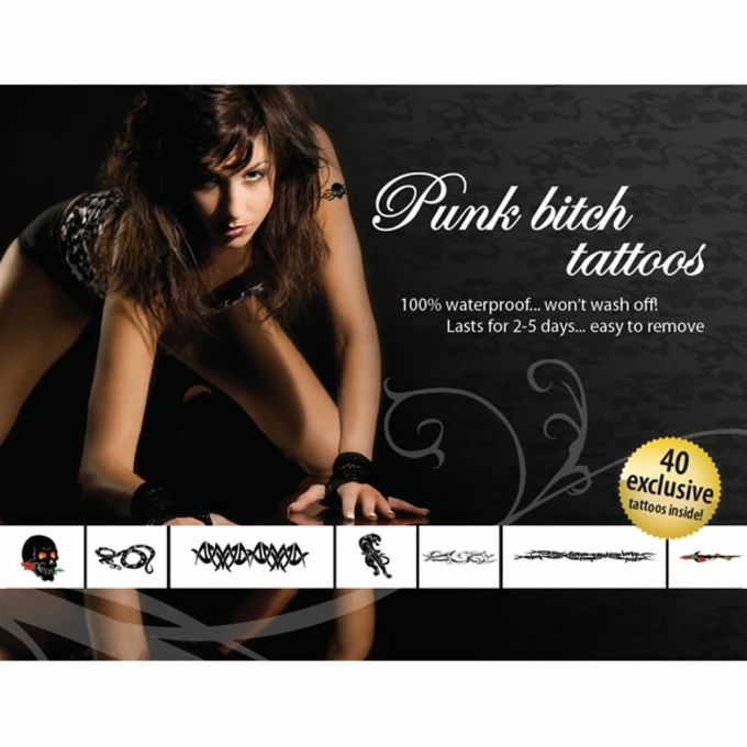 Tattoo Set Punk Bitch - Zestaw seksownych, zmywalnych tatuaży
