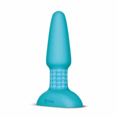 B-vibe Rimming Remote Control Plug-wibrujący korek analny, niebieski