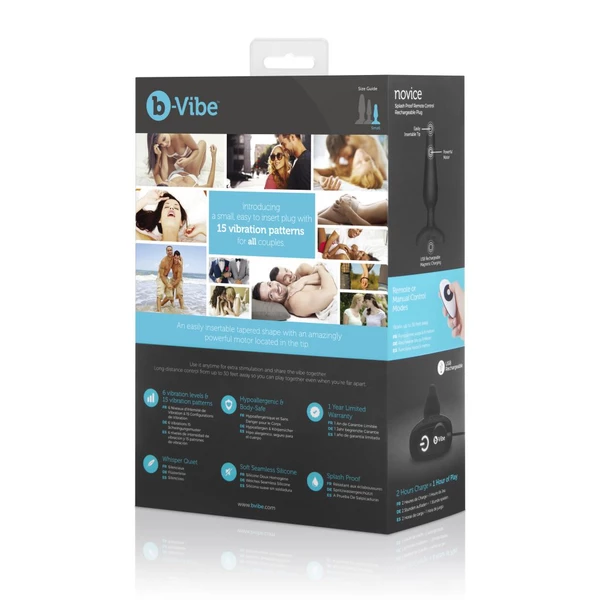 B-Vibe Novice Remote Control Plug -wibrujący korek analny, Czarny