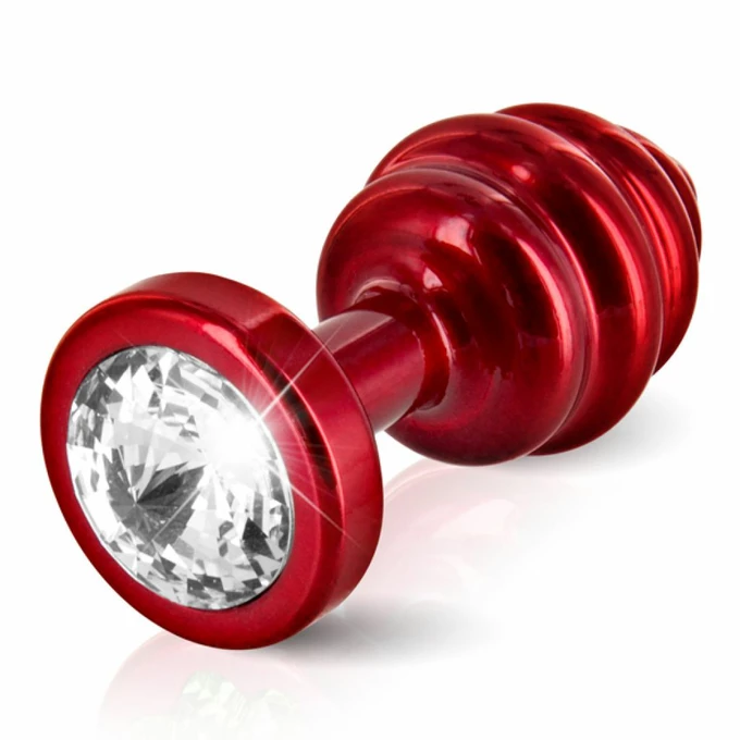 Diogol Ano Butt Plug Ribbed Red 35 mm - zdobiony korek analny, Czerwony