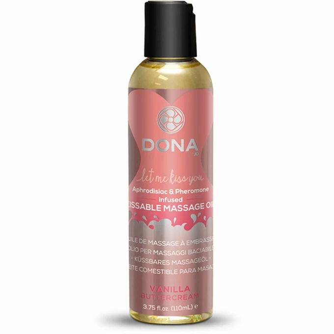 Dona Kissable Massage Oil Vanilla Buttercream 110ml - Jadalny olejek do masażu, waniliowy