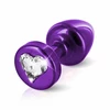 Diogol Anni Anni R Butt Plug Heart Purple 25 mm - zdobiony korek analny, Fioletowy