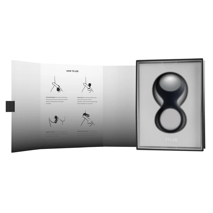 Svakom Tyler Vibrating Ring Black - Wibrujący pierścień na penisa , Czarny