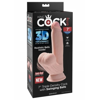 King Cock 3D Cock Swinging Balls 7 Inch - Dildo klasyczne