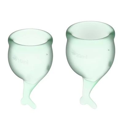 Satisfyer Feel Secure Menstrual Cup Set Light Green - Kubeczki menstruacyjne