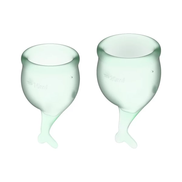 Satisfyer Feel Secure Menstrual Cup Set Light Green - Kubeczki menstruacyjne