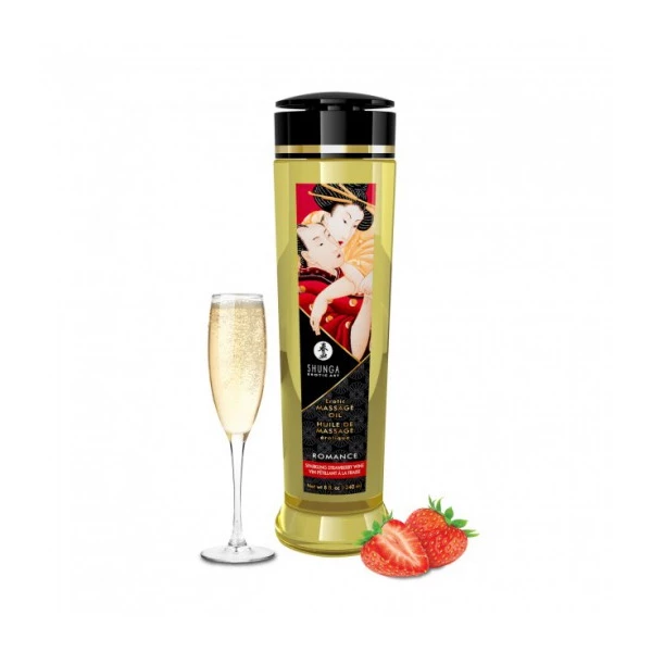 Shunga Erotic Massage Oil Romance / Sparkling Strawberry Wine 240ml - olejek do masażu