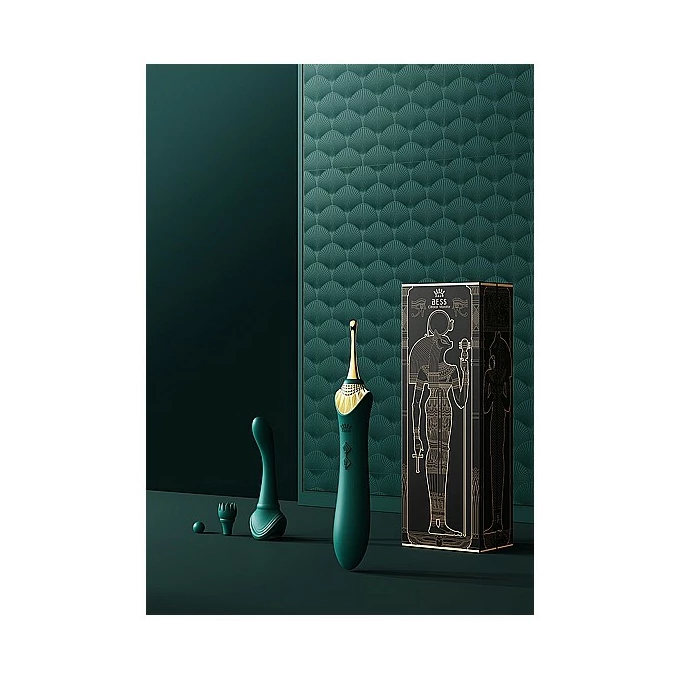 Zalo Bess Turquoise Green - wibrator klasyczny z różnymi końcówkami, zielony