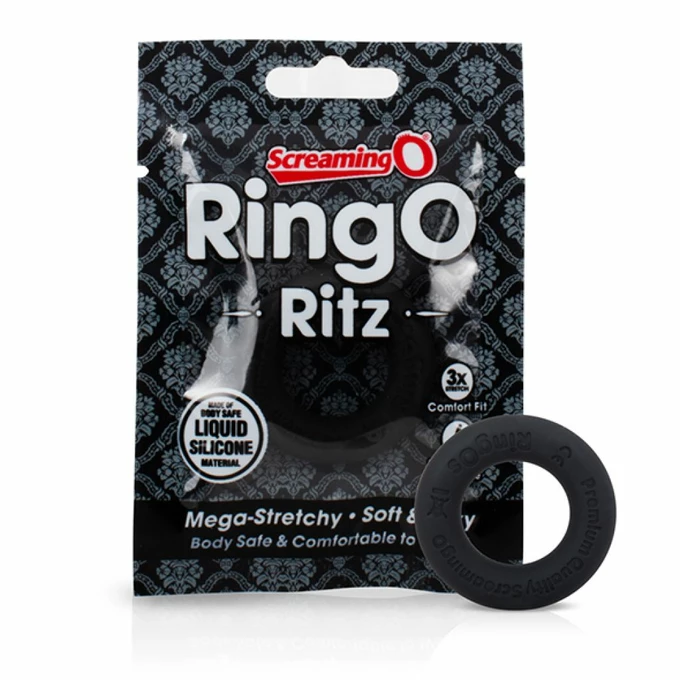 The Screaming O RingO Ritz Black - Elastyczny pierścień erekcyjny, Czarny