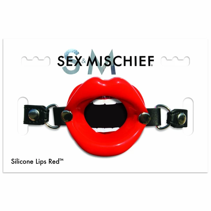 Sex&amp;Mischief Silicone Lips Red - Knebel , Czerwony