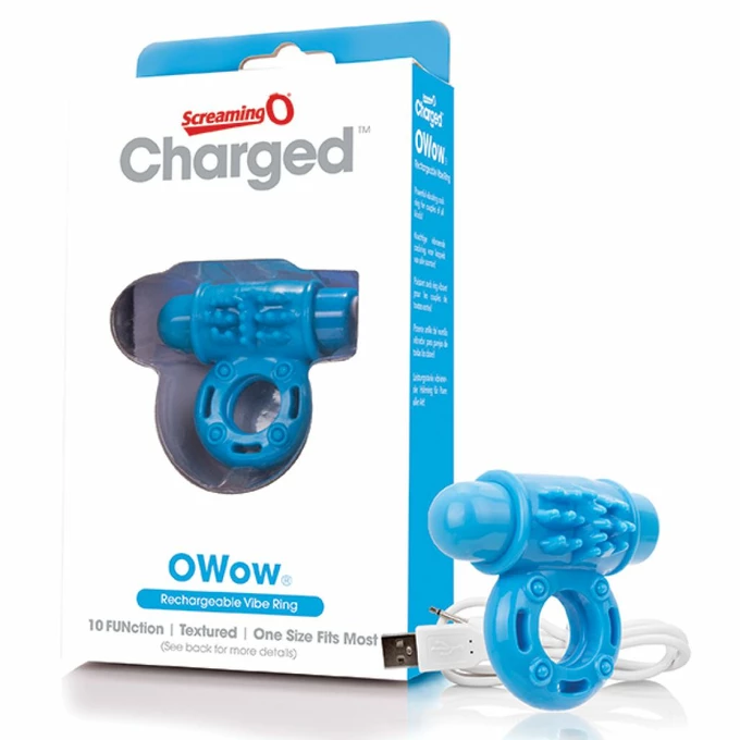 The Screaming O Charged OWow Vibe Ring Blue - Wibrujący pierścień erekcyjny, Niebieski