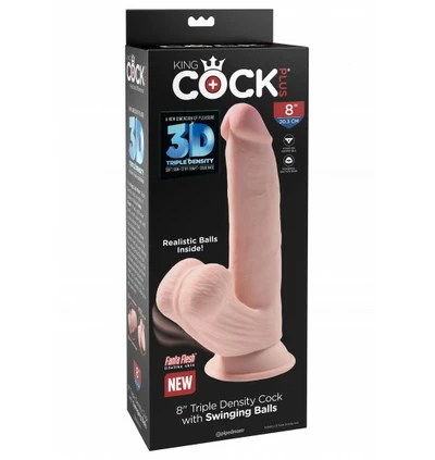 King Cock 3D Cock Swinging Balls 8 Inch - Dildo klasyczne