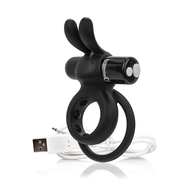The Screaming O Charged Ohare XL Rabbit Vibe Black - Wibrujący pierścień erekcyjny, Czarny