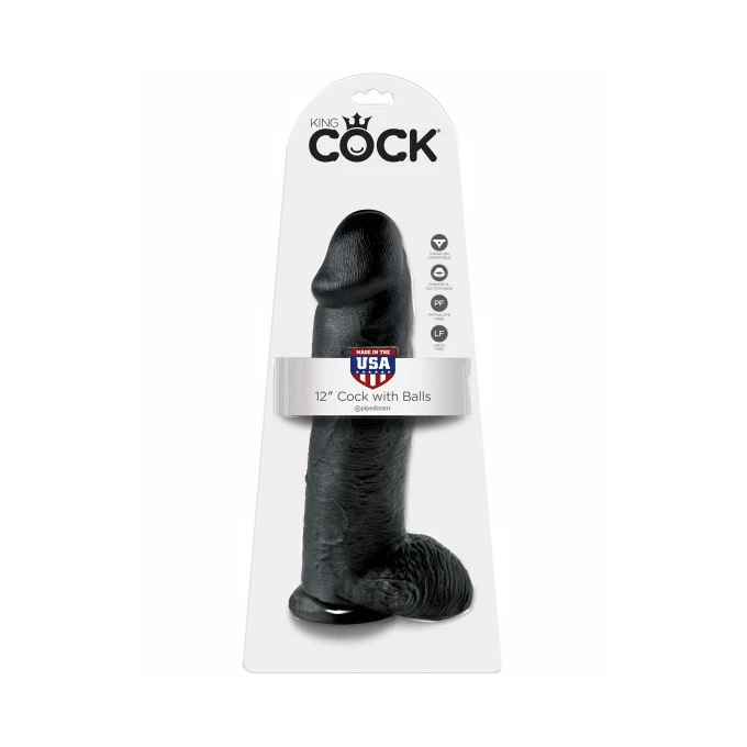 King Cock 12&quot; Cock with Balls Black - Dildo klasyczne