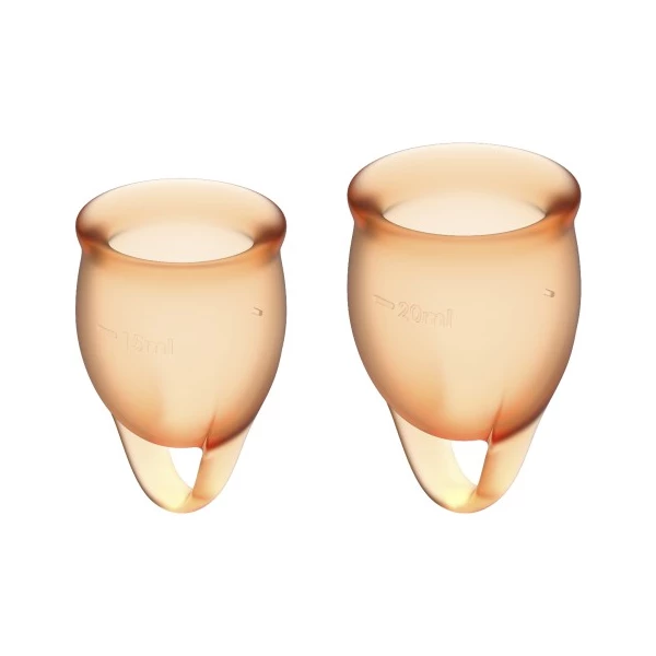 Satisfyer Feel Confident Menstrual Cup Set Orange - Kubeczki menstruacyjne