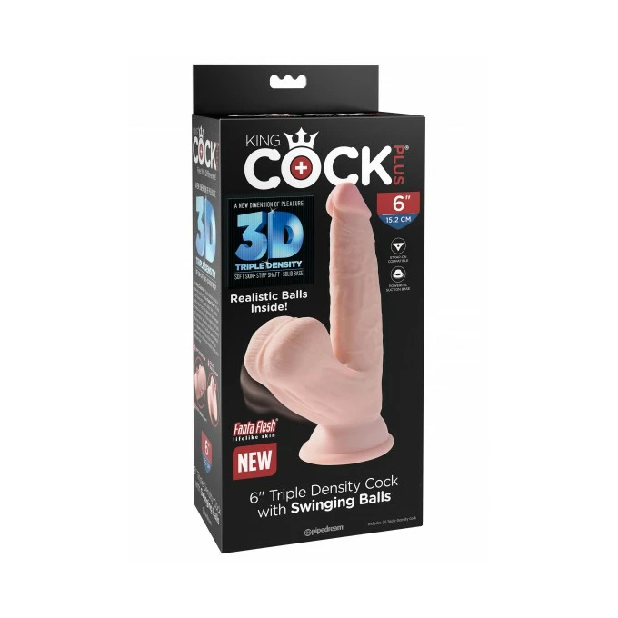 King Cock 3D Cock Swinging Balls 6 Inch - Dildo klasyczne