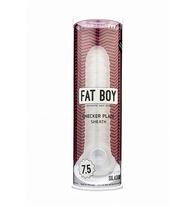 Perfect Fit Fat Boy Checker Box Sheath Clear 7,5&quot;- nakładka na penisa