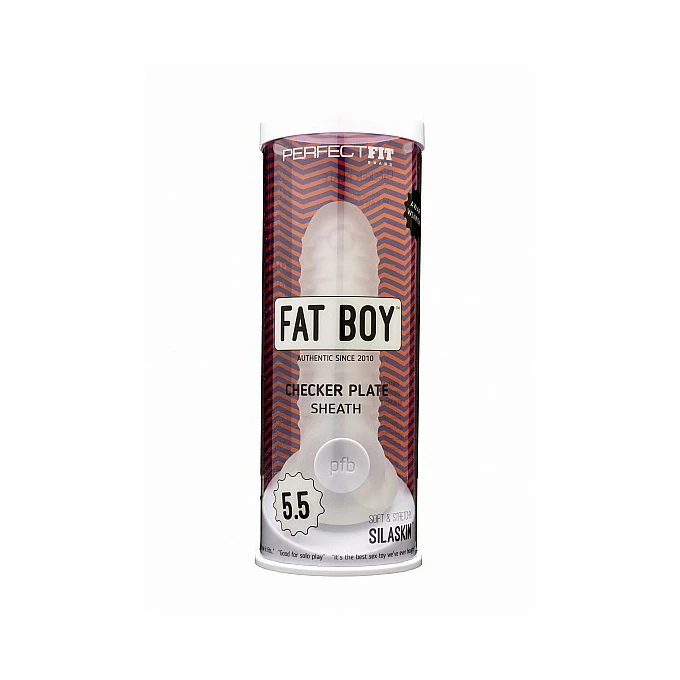 Perfect Fit Fat Boy Checker Box Sheath Clear 5,5&quot;- nakładka na penisa