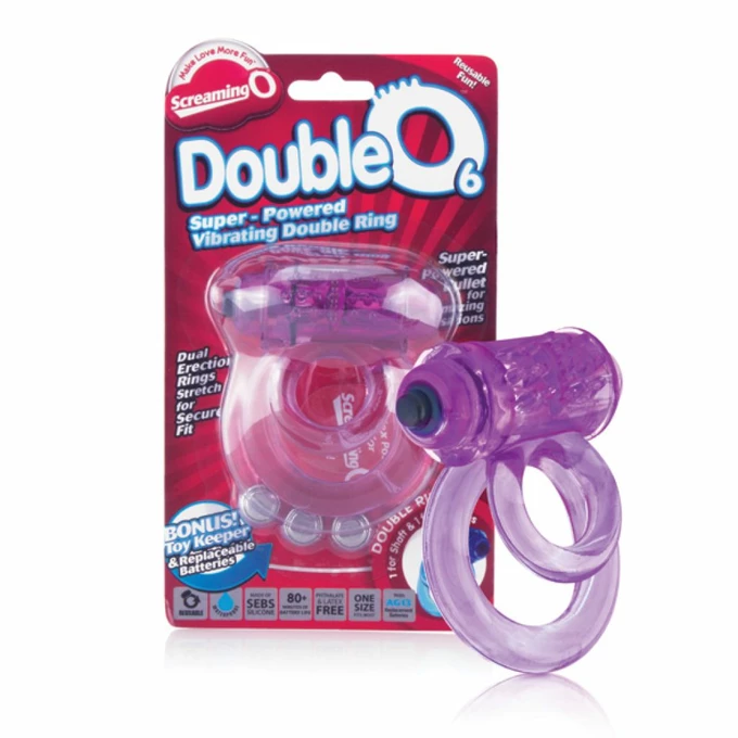 The Screaming O DoubleO 6 Purple - Wibrujący pierścień erekcyjny, Fioletowy