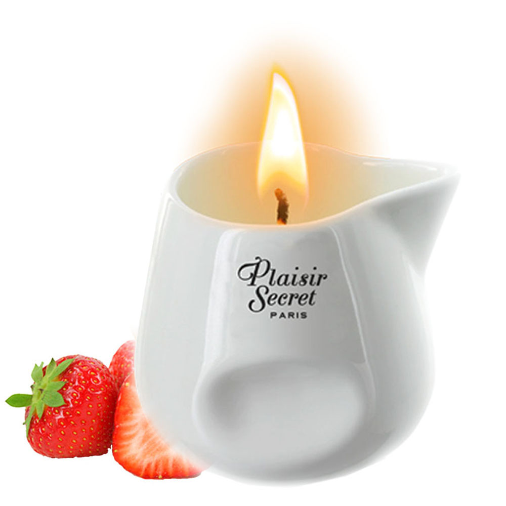 Plaisir secrets Bougie Candle STRAWBERRY - Świeca do masażu, zapach truskawek ▶️▶️ DYSKRETNIE ▶️ GWARANCJA ▶️ PRZESYŁKA 24h ▶️