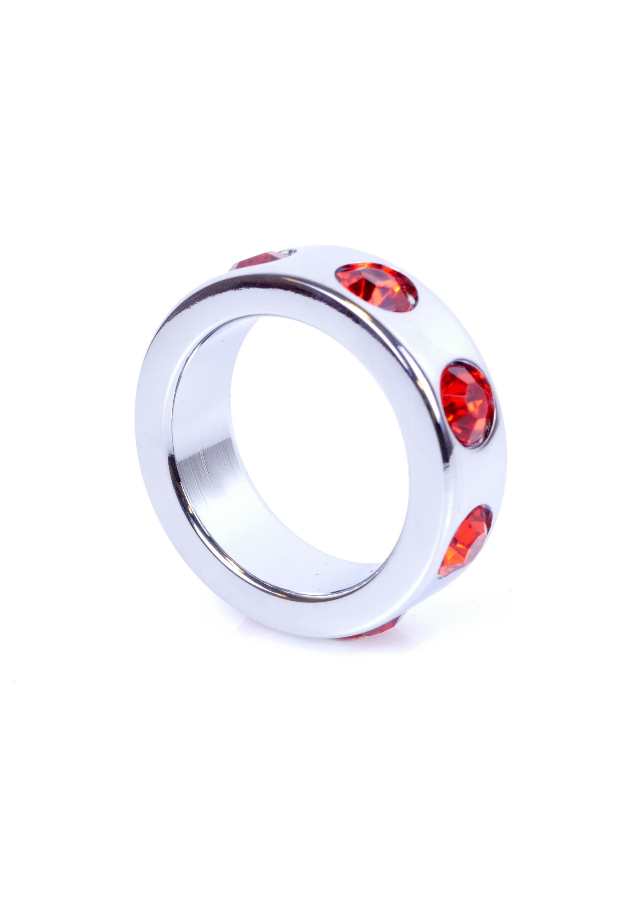 Boss Series Metal Cock Ring With Red Diamonds Small - metalowy pierścień erekcyjny, zdobiony ▶️▶️ DYSKRETNIE ▶️ GWARANCJA ▶️ PRZESYŁKA 24h ▶️