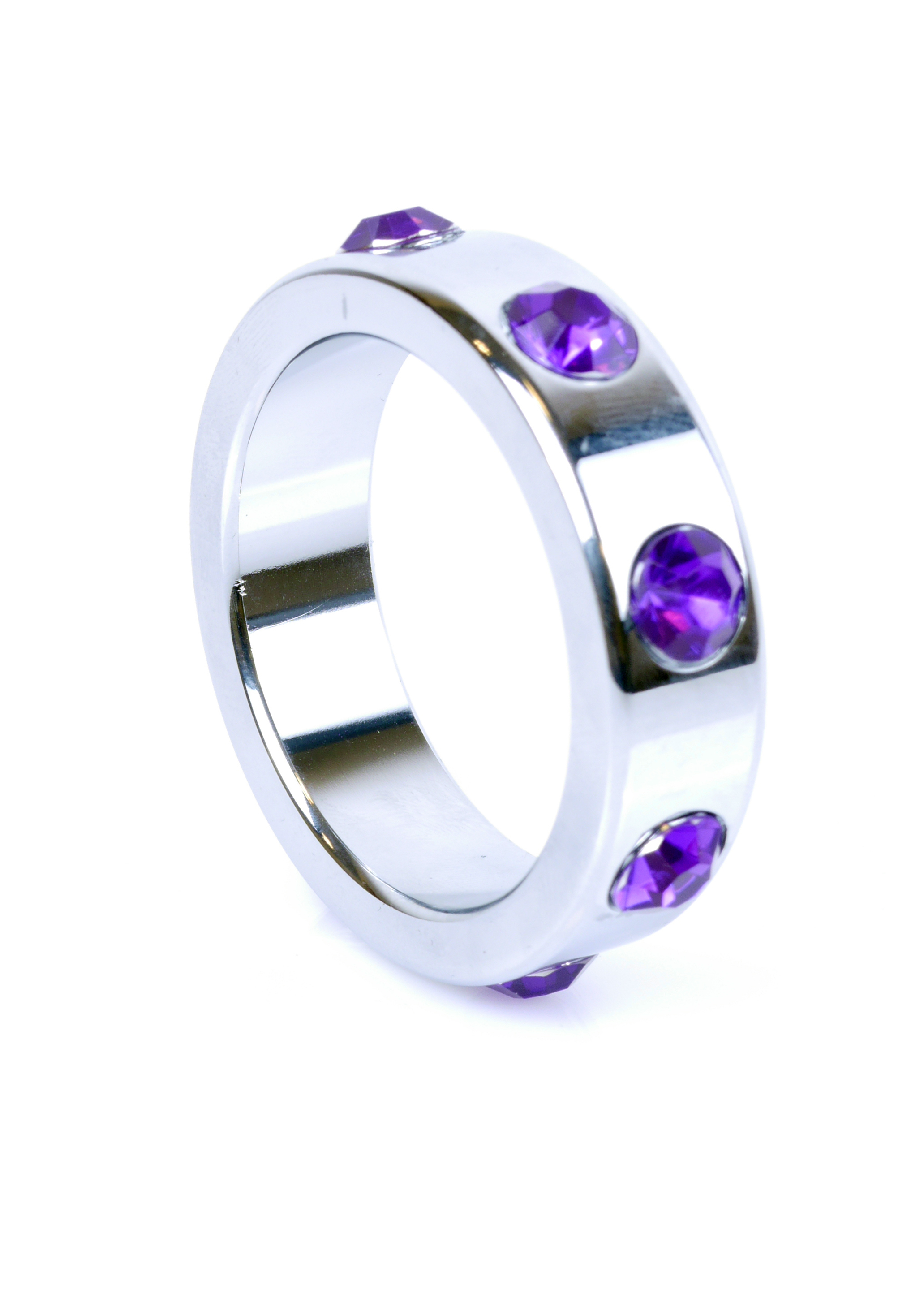 Boss Series Metal Cock Ring With Purple Diamonds Large - metalowy pierścień erekcyjny, zdobiony ▶️▶️ DYSKRETNIE ▶️ GWARANCJA ▶️ PRZESYŁKA 24h ▶️