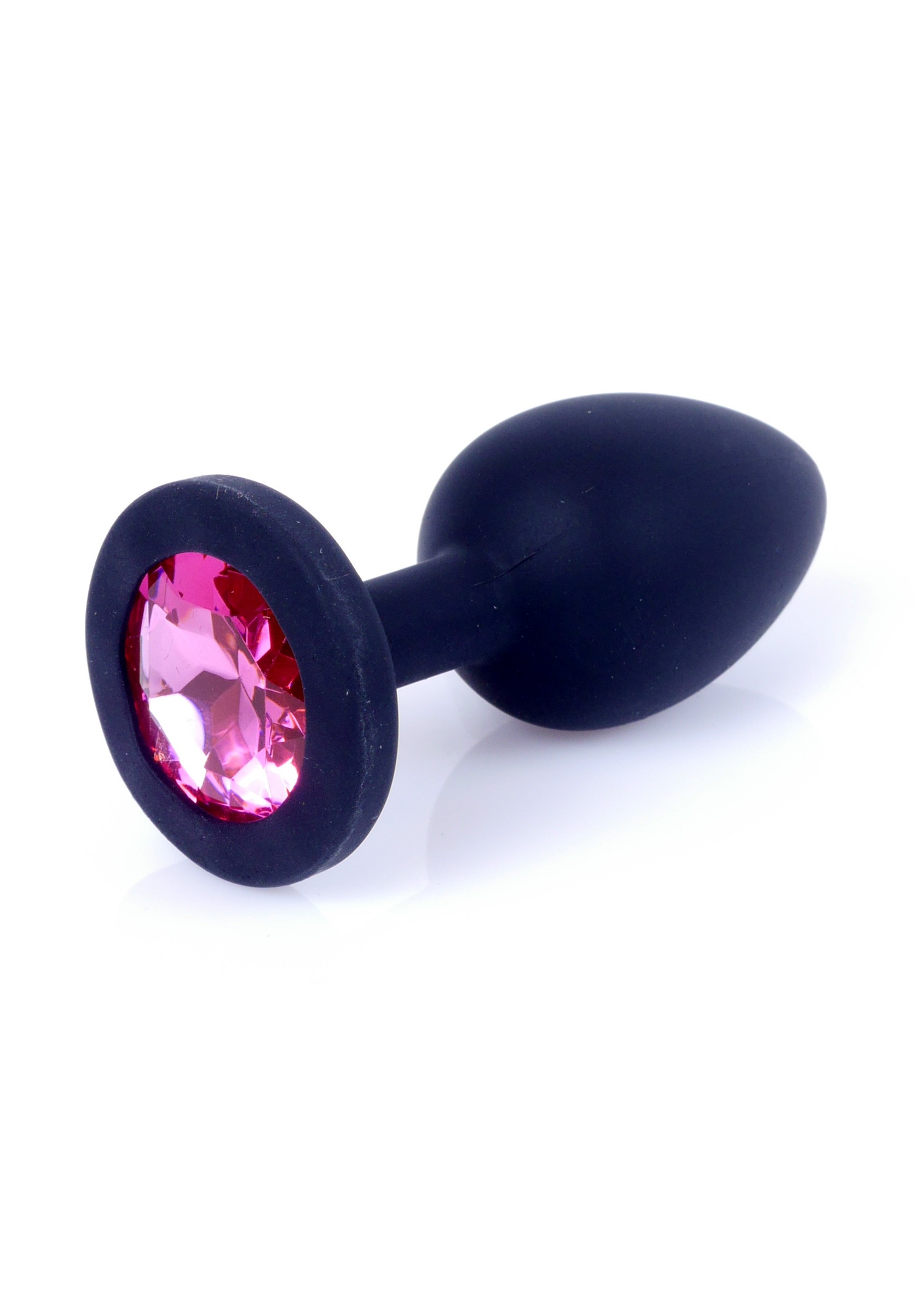 Boss Series Jewellery Black Silikon Plug Small Pink Diamond - Korek analny, czarny ▶️▶️ DYSKRETNIE ▶️ GWARANCJA ▶️ PRZESYŁKA 24h ▶️