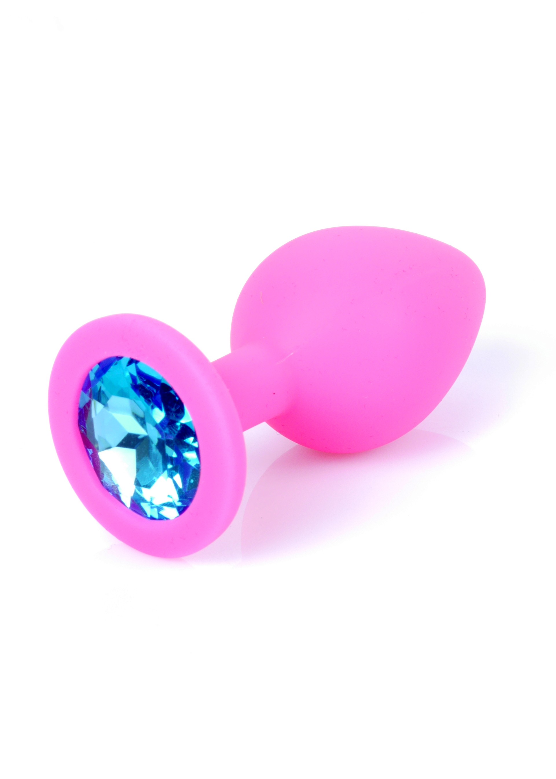 Boss Series Jewellery Pink Silikon Plug Medium Light Blue Diamond - Korek analny, różowy ▶️▶️ DYSKRETNIE ▶️ GWARANCJA ▶️ PRZESYŁKA 24h ▶️