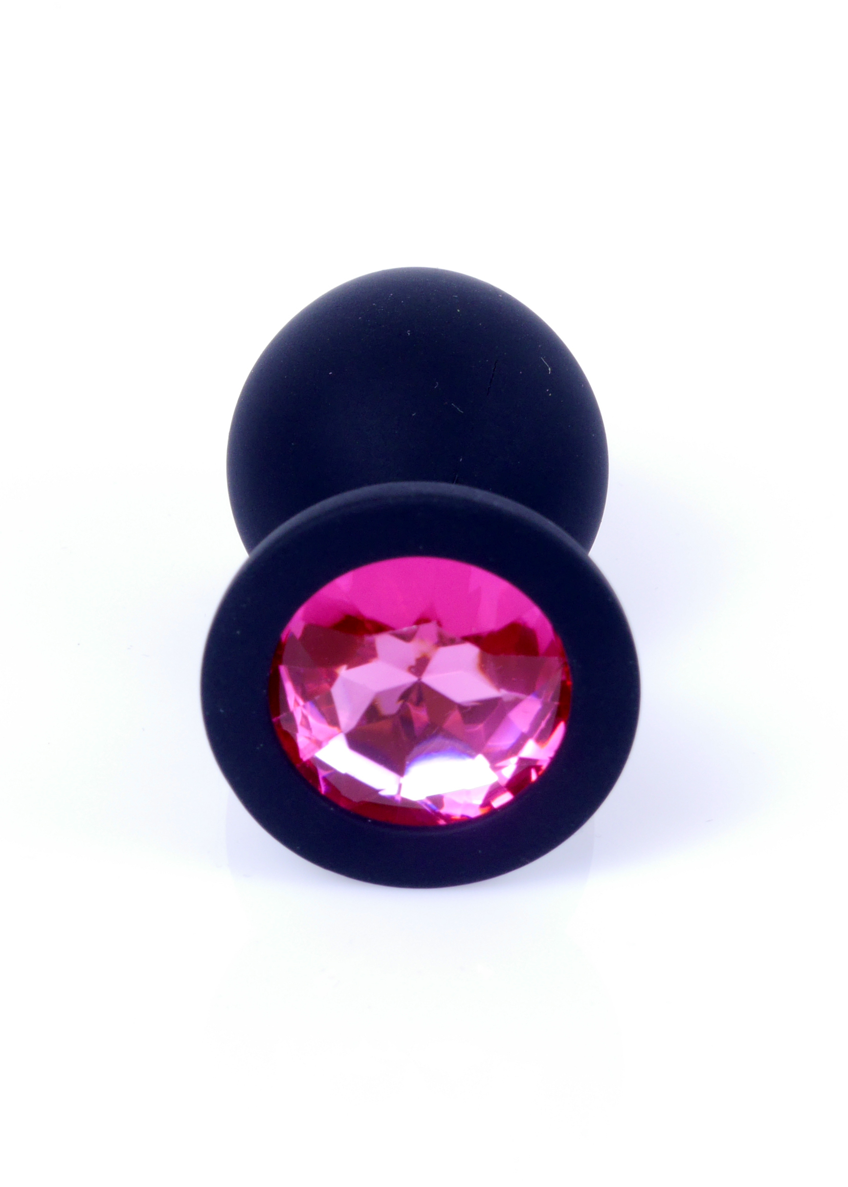 Boss Series Jewellery Black Silikon Plug Medium Pink Diamond - Korek analny, czarny ⚫ DARMOWA DOSTAWA od 299zł ⚫ DYSKRETNA PRZESYŁKA 24H Z POLSKI ⚫