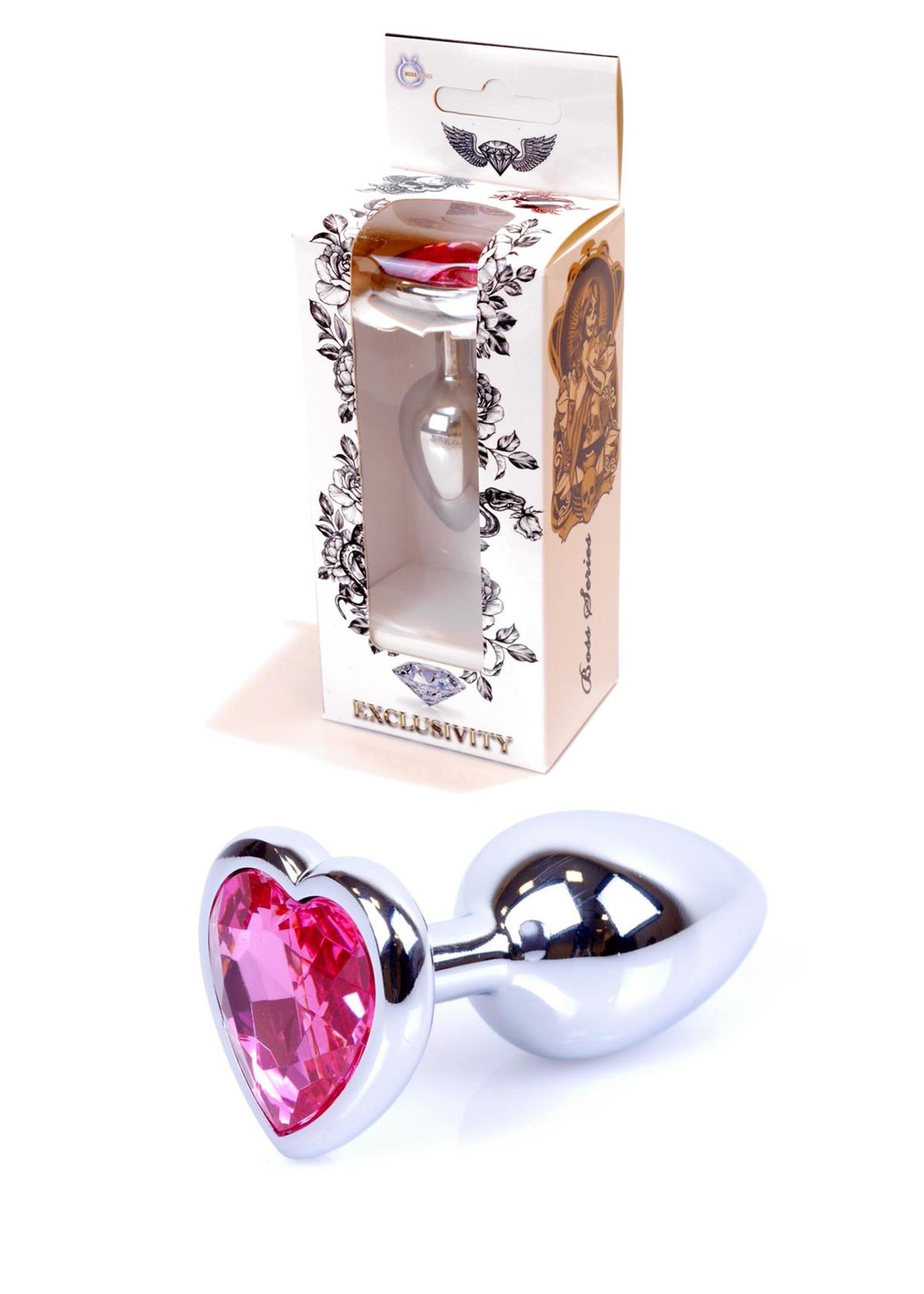 Boss Series Jewellery Silver Heart Pink - Korek analny, różowy ⚫ DARMOWA DOSTAWA od 299zł ⚫ DYSKRETNA PRZESYŁKA 24H Z POLSKI ⚫