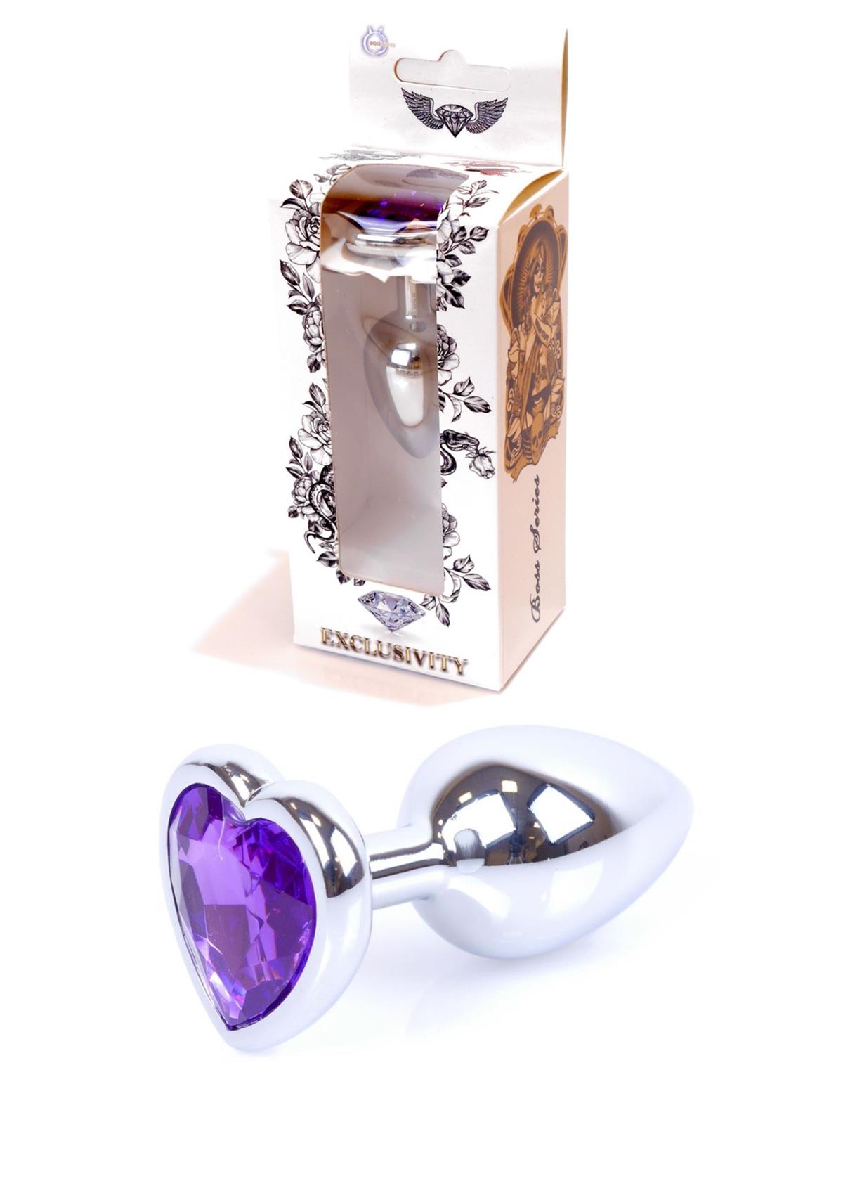 Boss Series Jewellery Silver Heart Purple - Korek analny, fioletowy ▶️▶️ DYSKRETNIE ▶️ GWARANCJA ▶️ PRZESYŁKA 24h ▶️