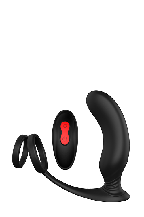 Dream Toys Cheeky Love Remote P Pleaser Black - Wibrujący masażer prostaty z pierścieniem na penisa ▶️▶️ DYSKRETNIE ▶️ GWARANCJA ▶️ PRZESYŁKA 24h ▶️