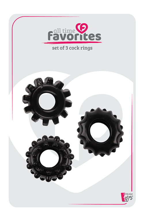 Dream Toys All Time Favorites Set Of 3 Cockrings - Zestaw elastycznych pierścieni erekcyjnych ▶️▶️ DYSKRETNIE ▶️ GWARANCJA ▶️ PRZESYŁKA 24h ▶️